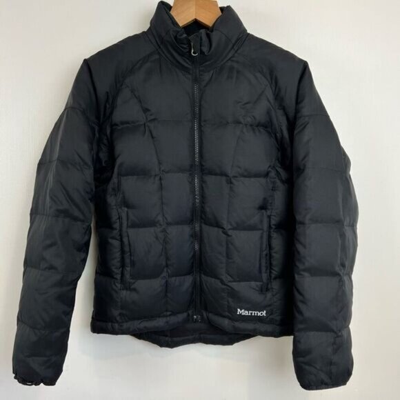 Vintage Marmot Women’s Small Puffer Jacket Goose Down Black 650 Fill Ski Snow - Picture 14 of 14